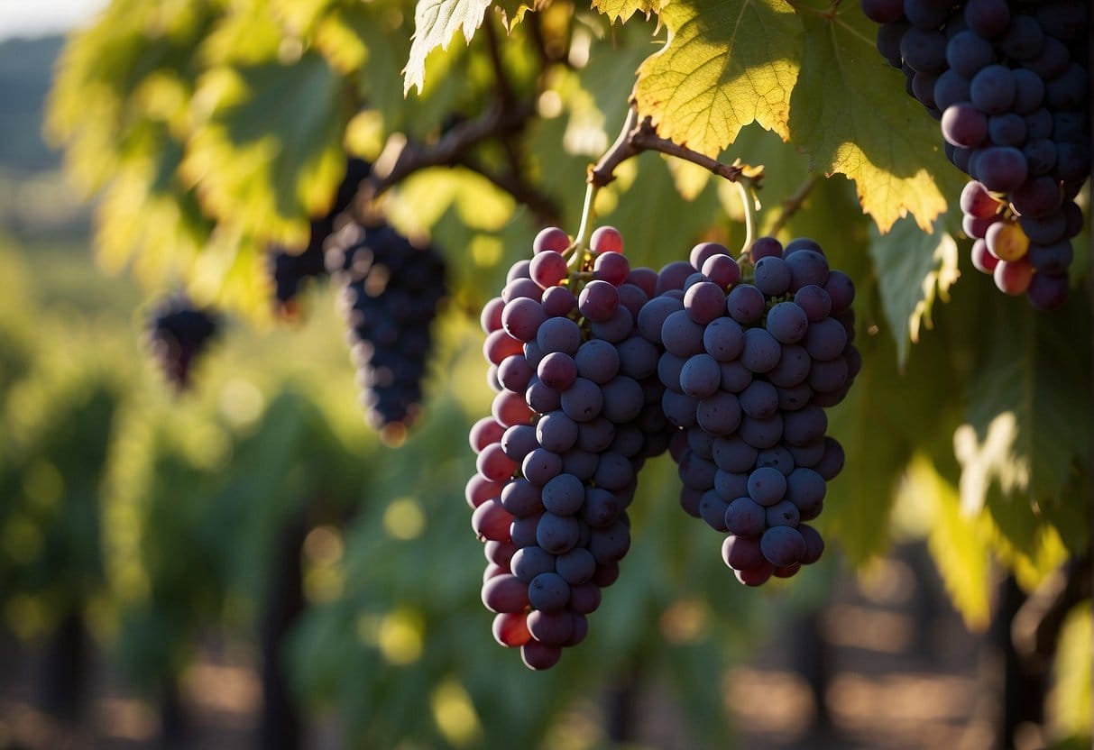 A bunch of grapes hanging on a vine in the San Antonio Valley Wine Region.