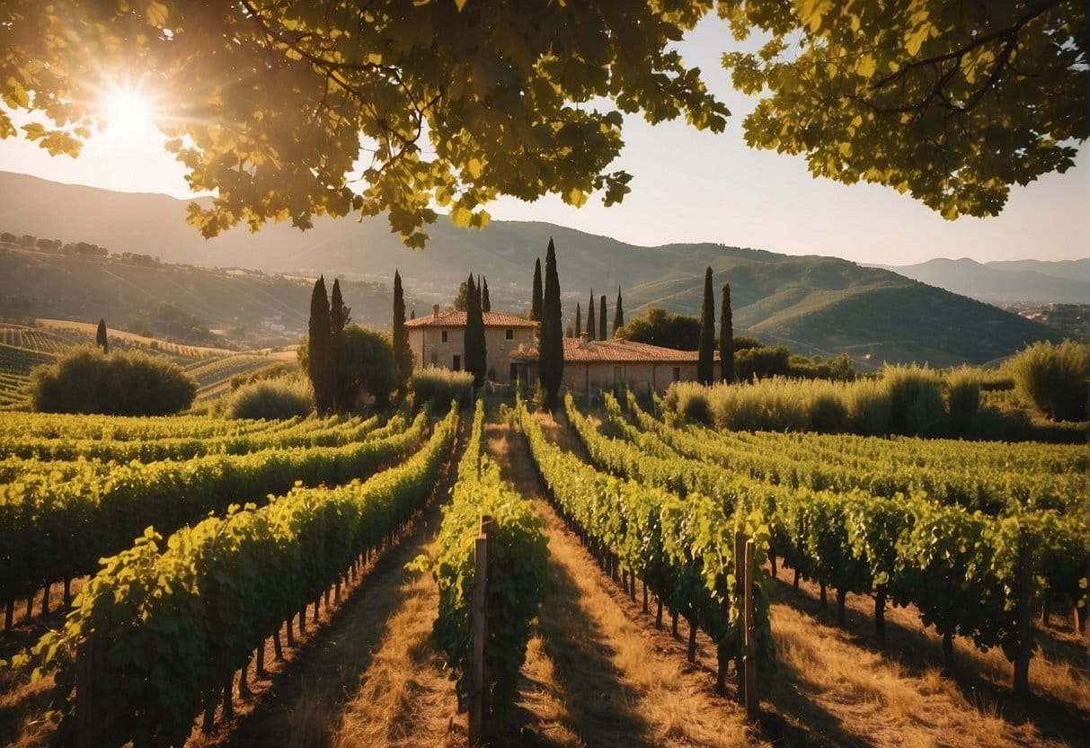 A house in a vineyard.