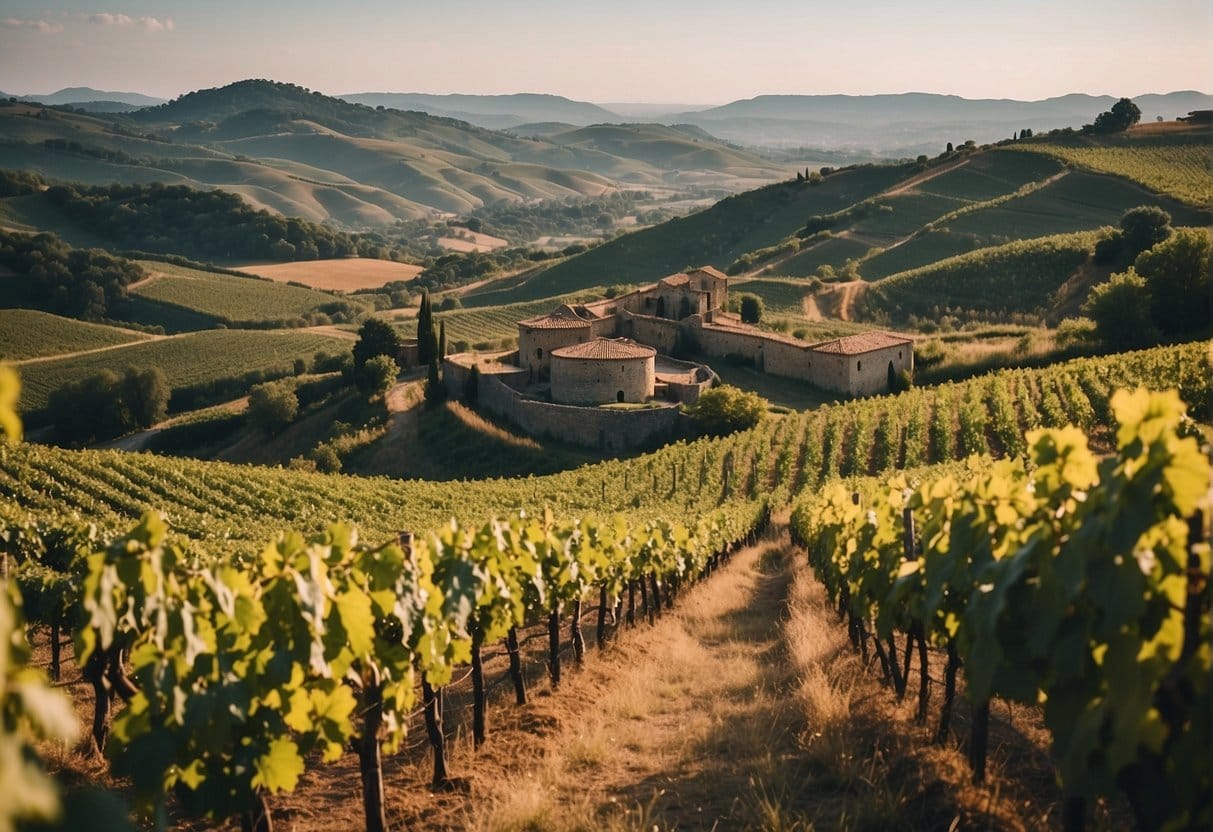 A vineyard in tuscany, italy.