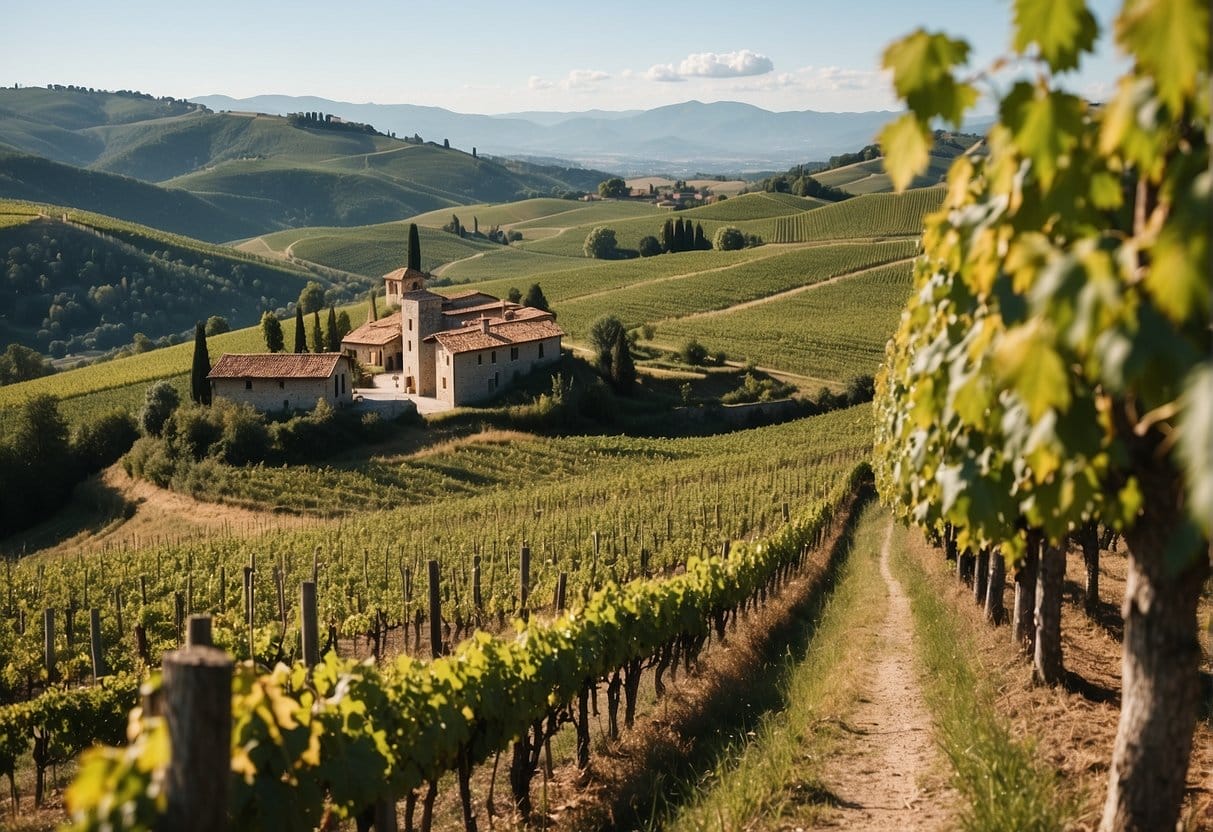 A house in a vineyard.