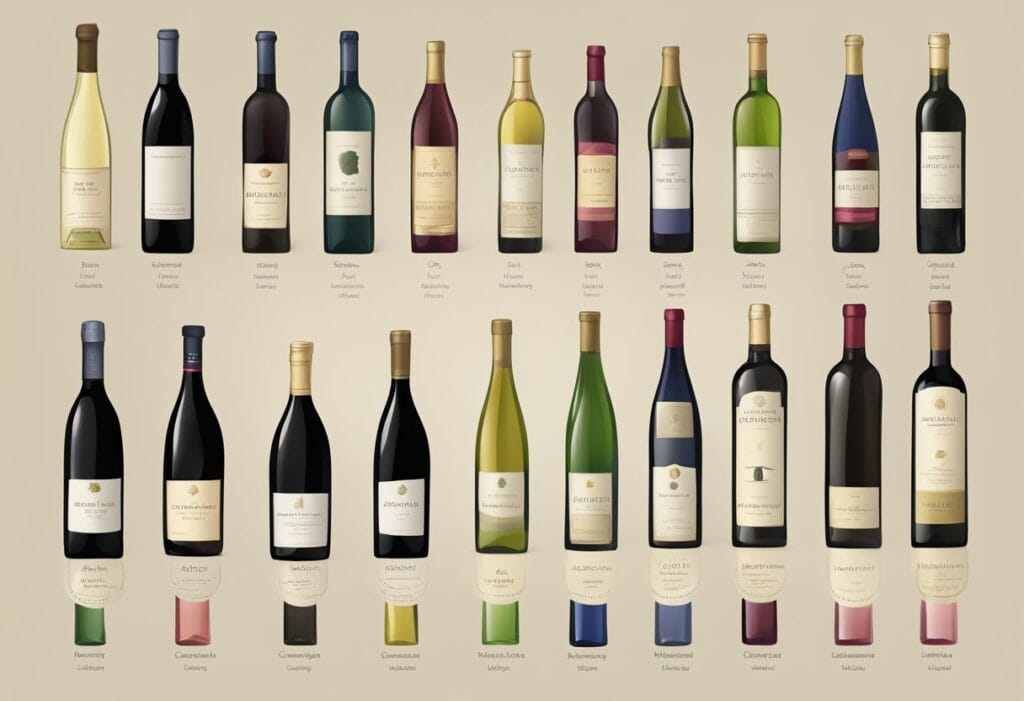 A poster showing different types of wine bottles.