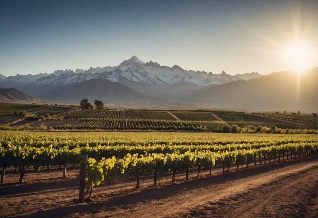 A vineyard nestled in the picturesque Aconcagua Valley Wine Region, with breathtaking mountains as a stunning backdrop.