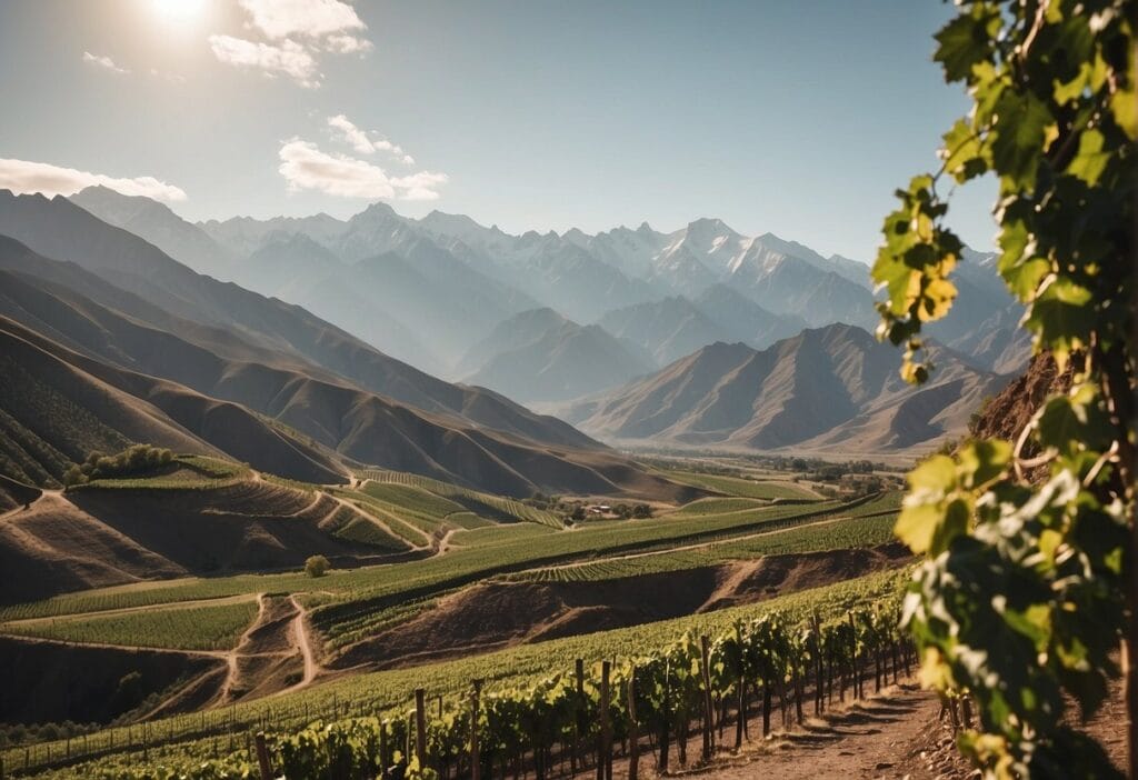 A vineyard nestled in the breathtaking Aconcagua Valley Wine Region, with magnificent mountains as its backdrop.