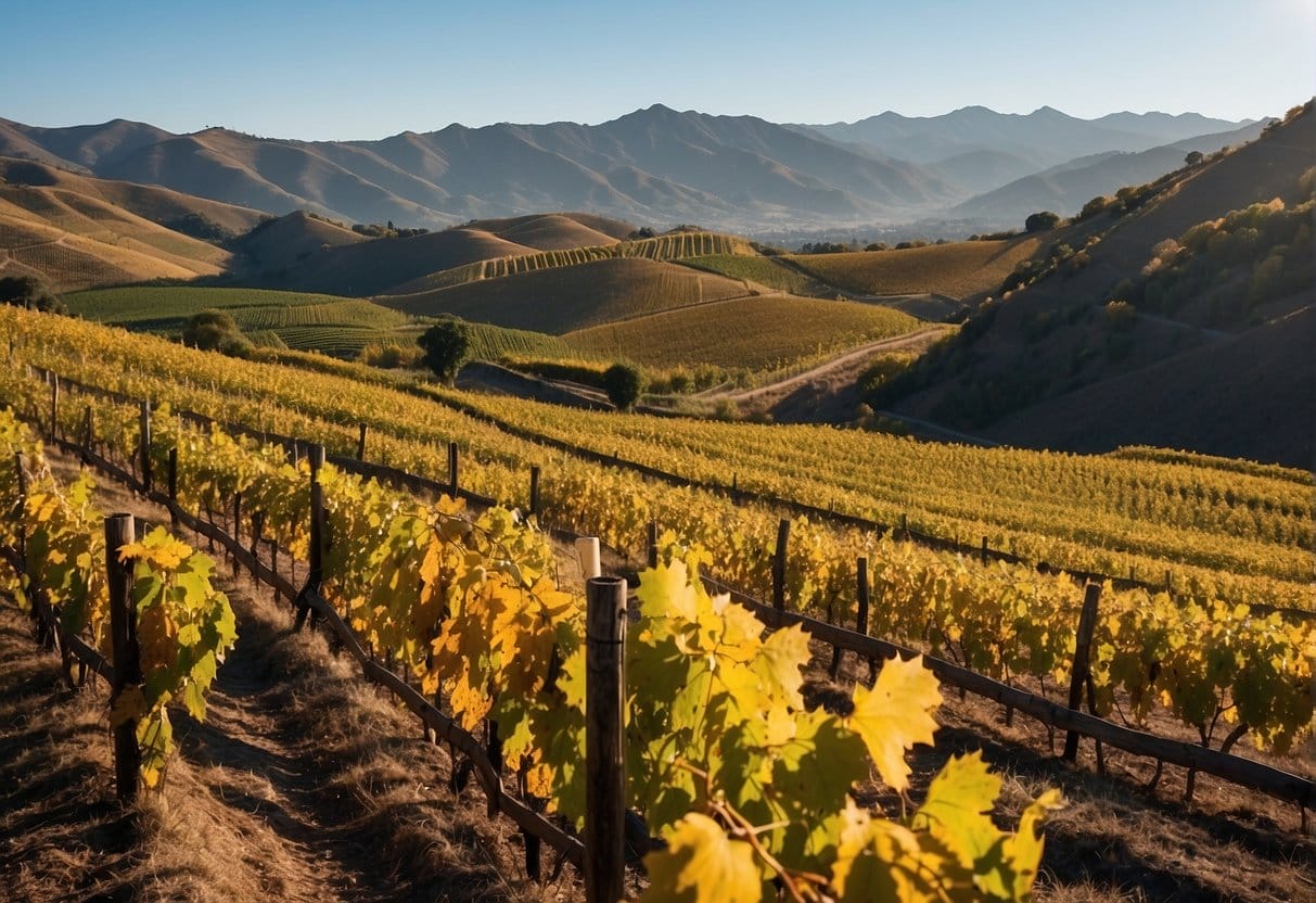 A Cachapoal Valley vineyard nestled amidst majestic mountains.