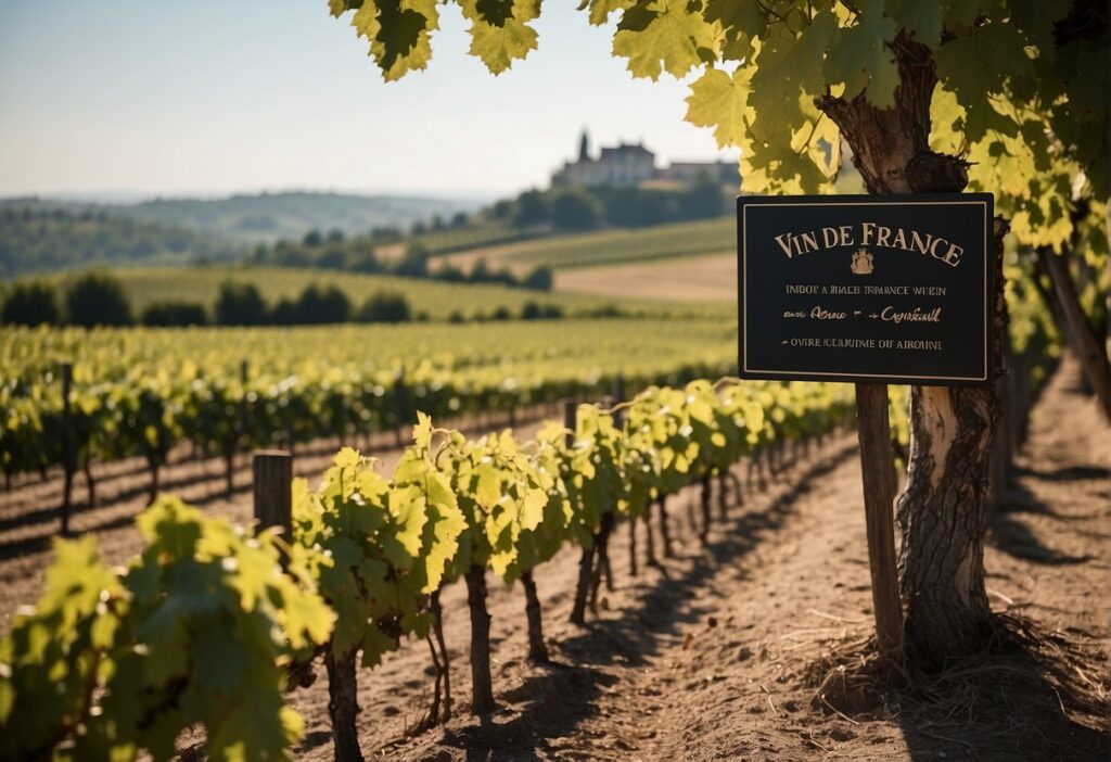 A vineyard sign in front of a tree.