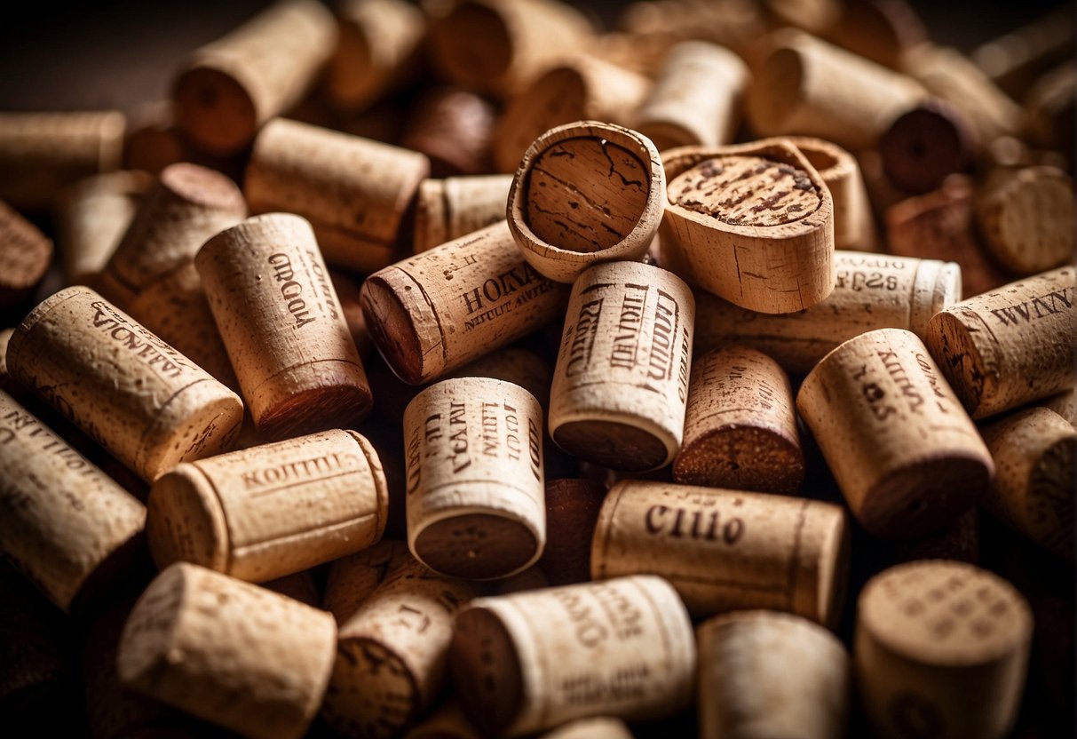 Wine corks being collected and sorted into bins for recycling and repurposing