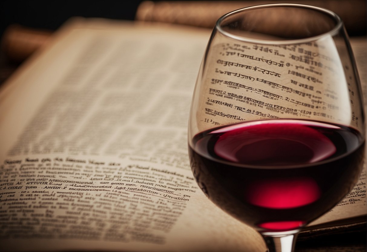 A timeline of legal documents, from ancient scrolls to modern legislation, symbolizing the evolution of wine laws