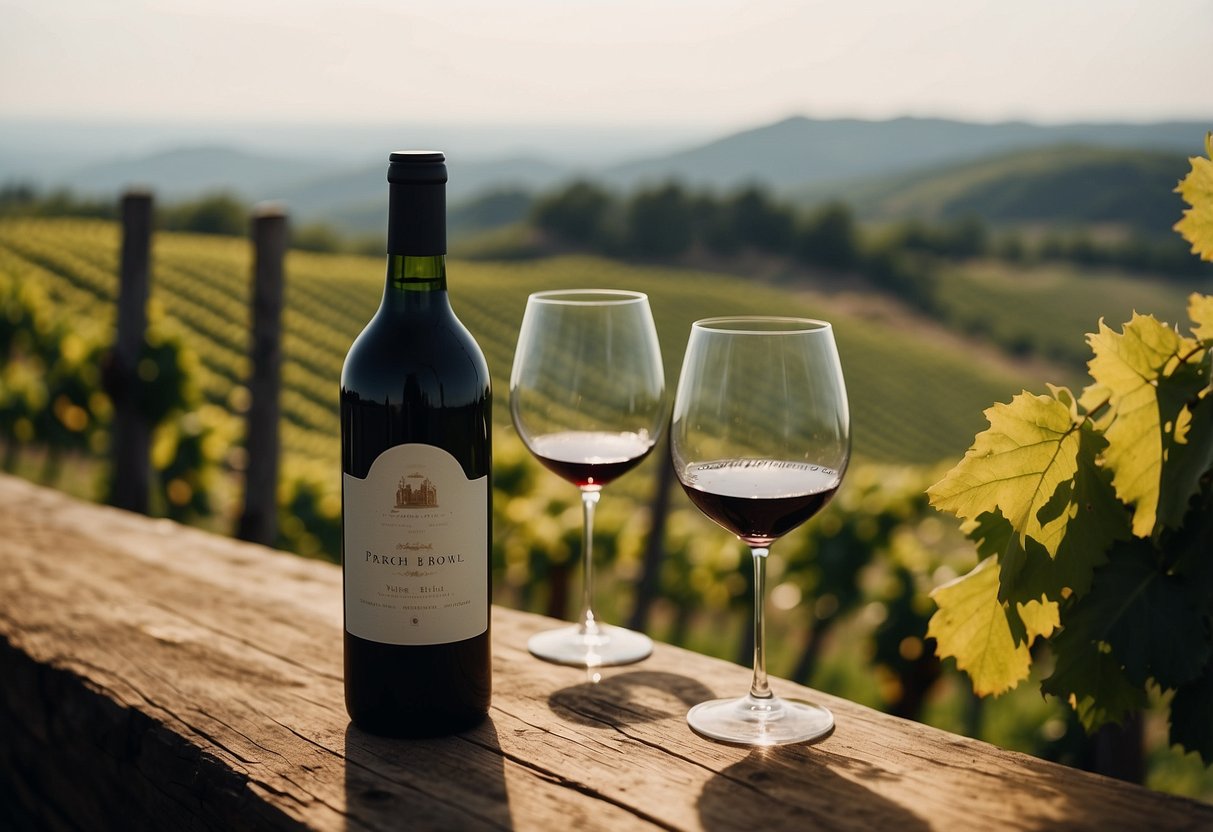 Vineyards sprawl across rolling hills, with grapevines of various types and regions. Medieval wine-making techniques are depicted in the background