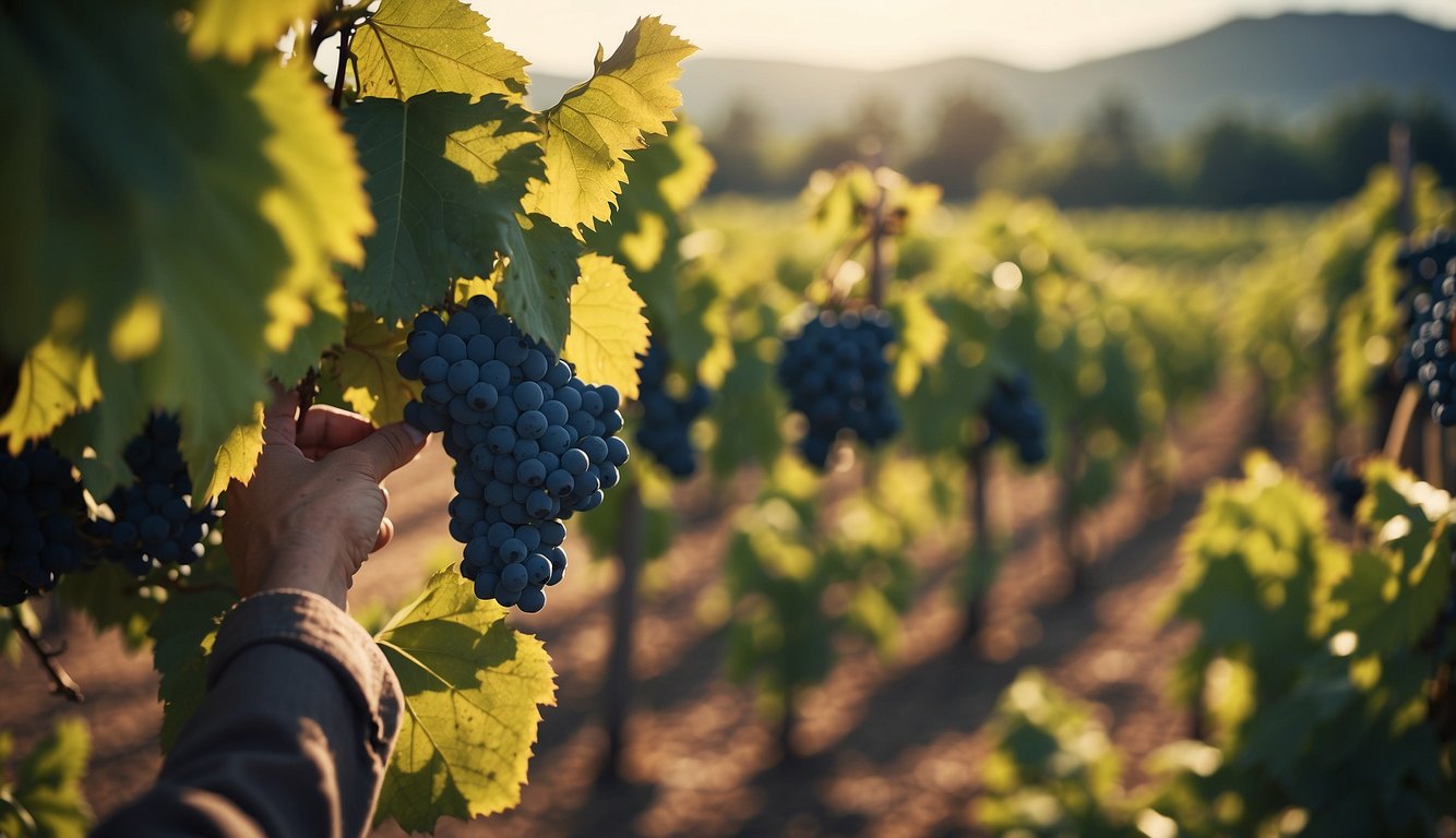 Vineyards with withering grapes, empty wine barrels, and deserted tasting rooms during an economic crisis