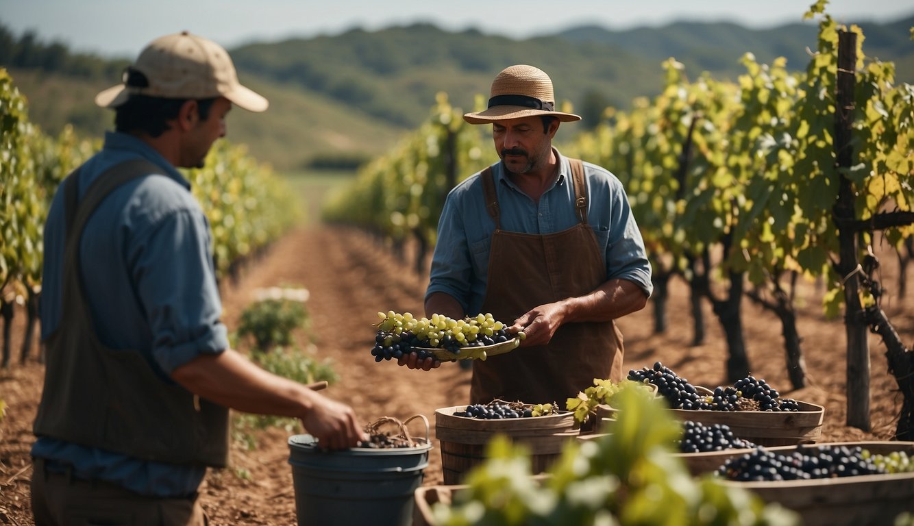 Vineyard workers implement new techniques; wine sales decline in economic crisis