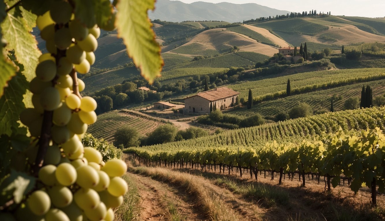 Vineyards spread across rolling hills, dotted with monasteries. Grapes flourish under the care of monks, shaping European viticulture