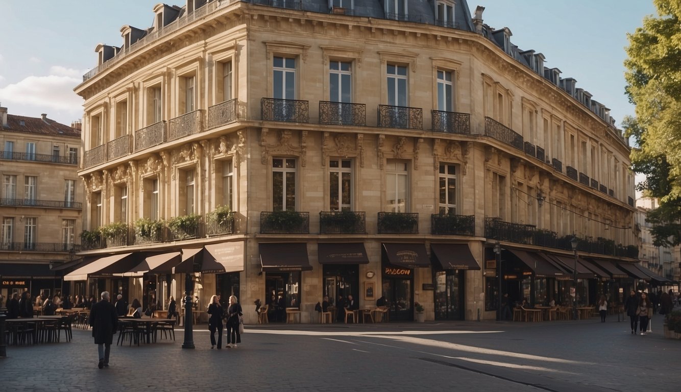 The bustling streets of post-Revolutionary Bordeaux showcase the fusion of ancient Roman architecture with modern buildings, symbolizing the city's evolution over time