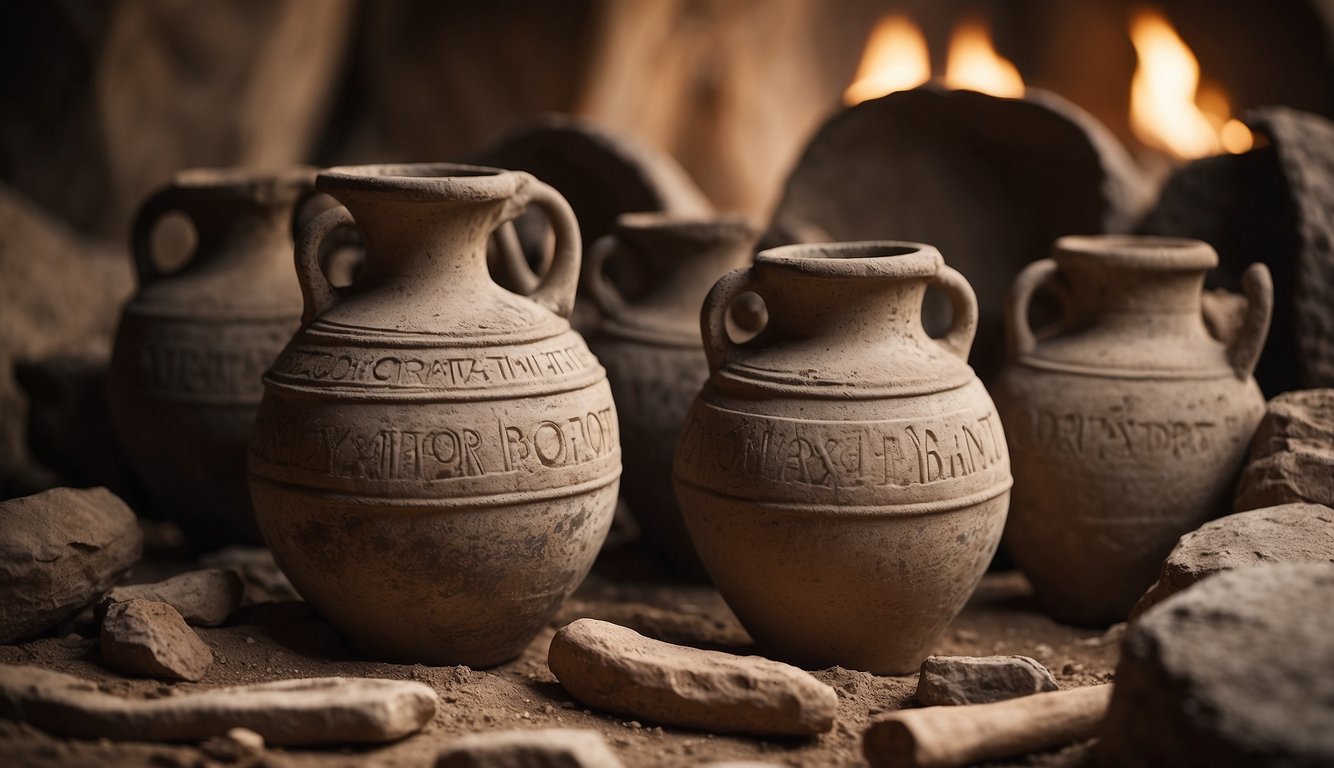 Excavation tools uncover ancient wine amphorae, revealing historical significance