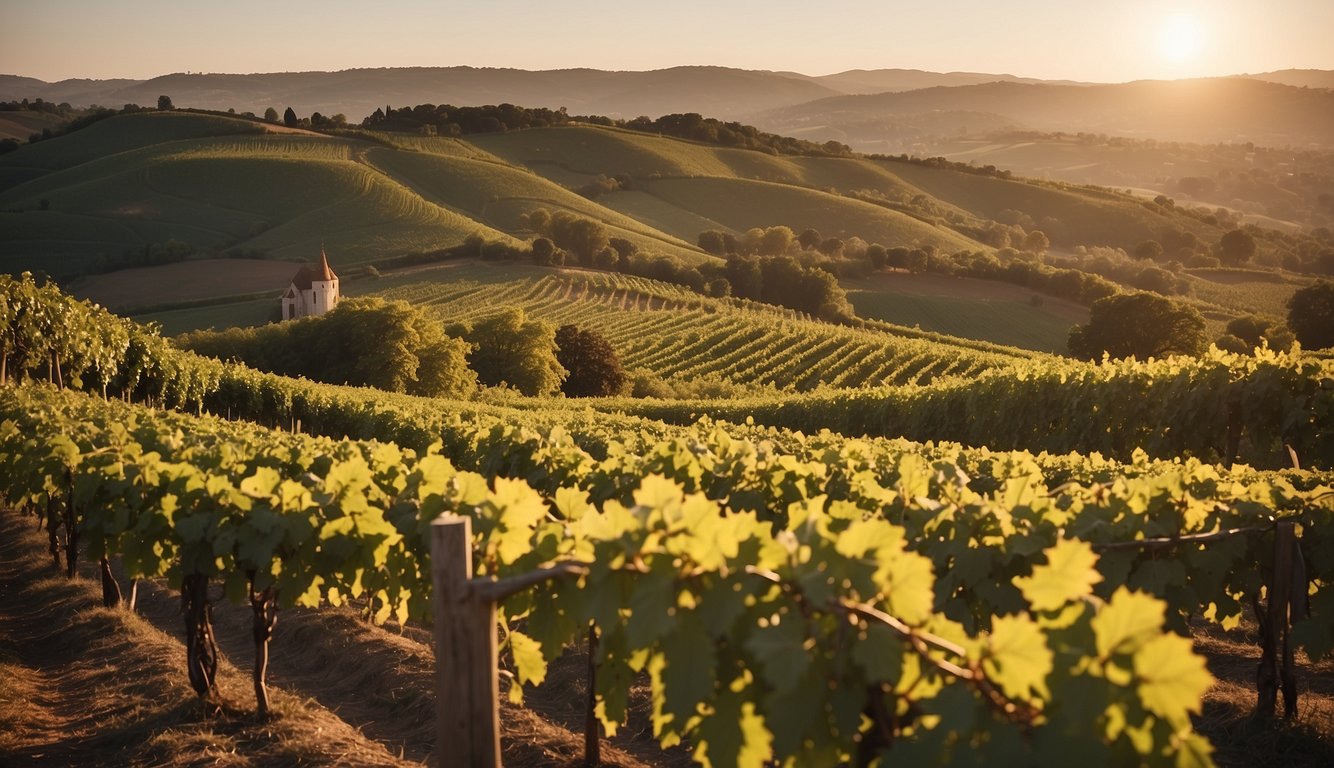 Vine-covered hills roll under a golden sun. Ancient abbey overlooks lush vineyards. Dukes and monks toil in the rich soil, shaping Burgundy's wine legacy