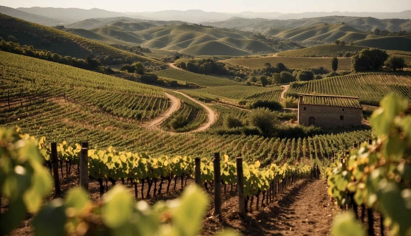 Vineyards dot the landscape, stretching across continents. Grapes ripen under the sun, while workers tend to the vines. Wine barrels are stacked in cellars, ready for global distribution