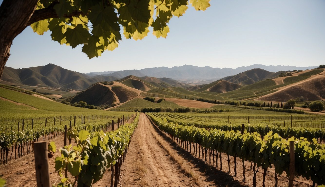 Vineyards spanning across continents, with grapevines weaving through diverse landscapes, from lush valleys to arid plains, capturing the global journey of viticulture