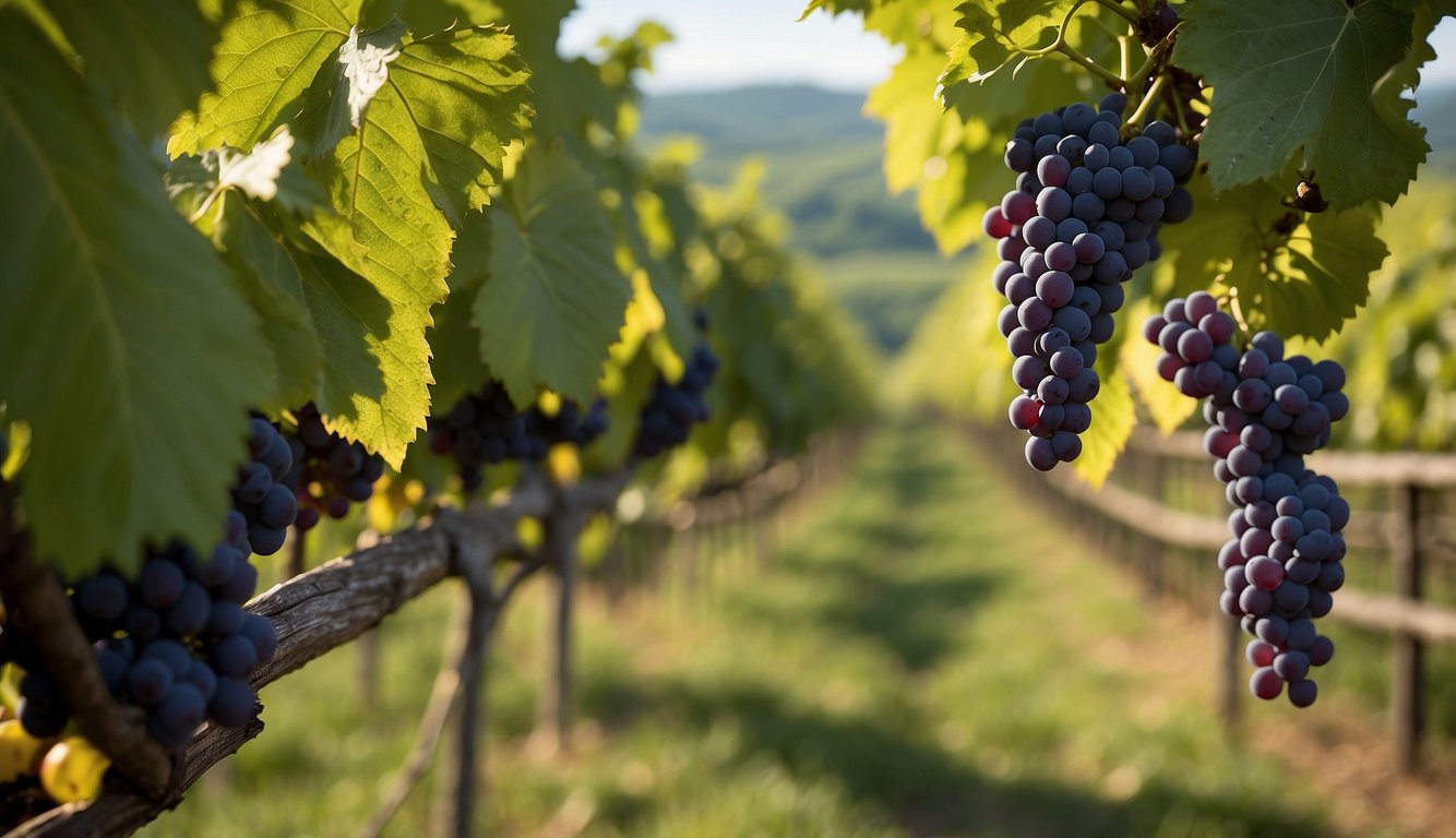 Lush vineyards surround Hawk Knob Cidery and Meadery in West Virginia. Rolling hills and vibrant grapevines create a picturesque setting for the top-rated winery