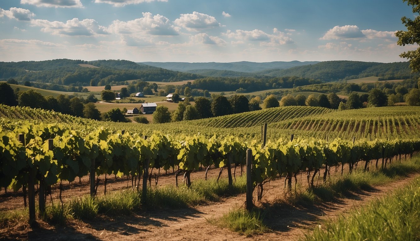 Lush green vineyards sprawl across the rolling hills of Hamlyn Estate Winery, with rows of grapevines stretching into the distance under a clear blue sky