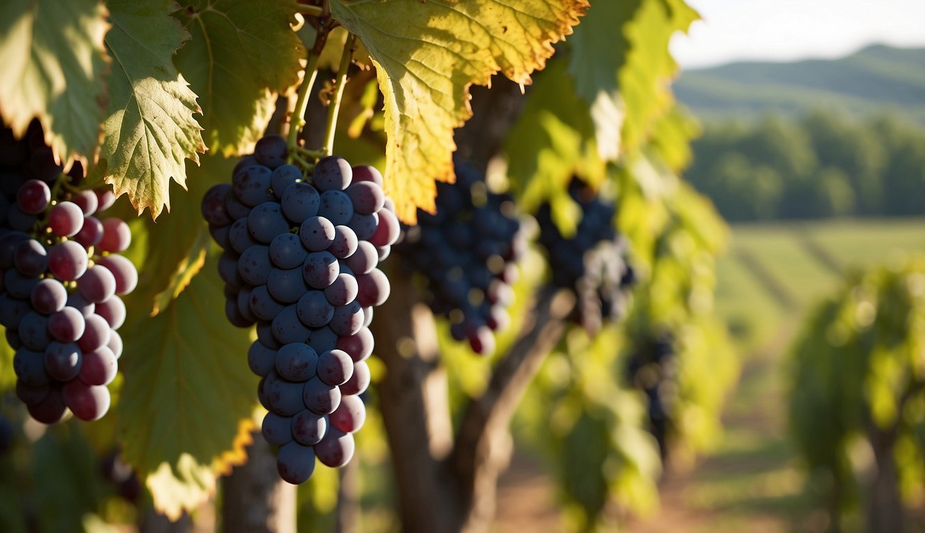 Lush vineyards sprawl across the Louisiana countryside, basking in the warm sunlight. Grapes hang heavy on the vines, ready for harvest. A rustic winery stands in the distance, beckoning visitors to indulge in wine tours and experiences