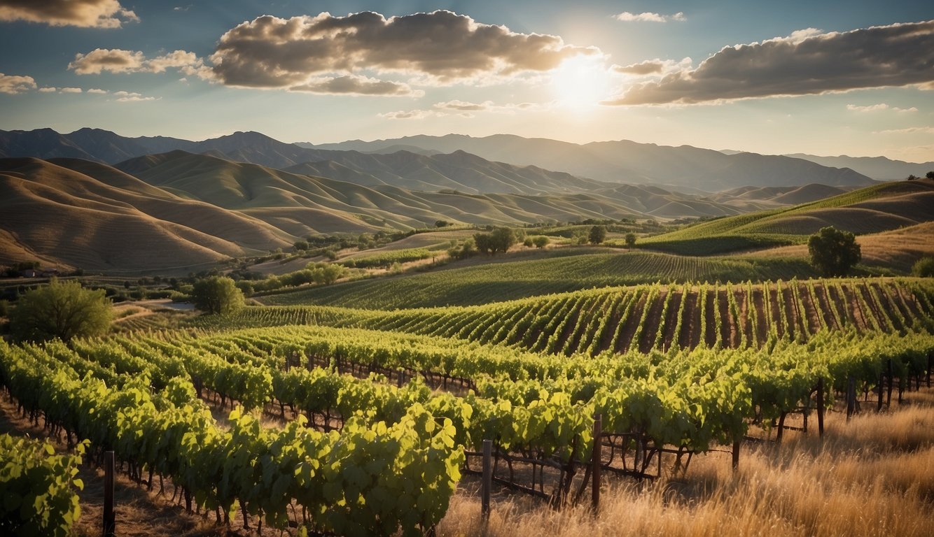 Lush green vineyards spread across rolling hills at Iron Gate Winery, one of Utah's top 10 vineyards