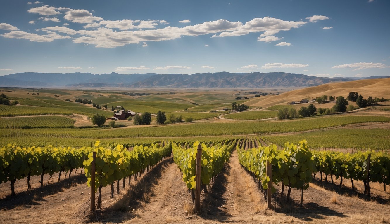 Vibrant vineyards sprawl across rolling hills at Hamilton Cellars, Wyoming's top winery. Rich soil and sunny skies nurture the 10 Best grapes