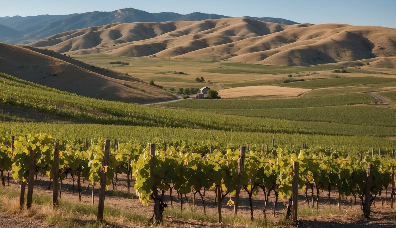 Rolling hills of Wyoming vineyards, each with distinct soil and climate, create a unique terroir. Grapes bask in the sun, surrounded by picturesque landscapes