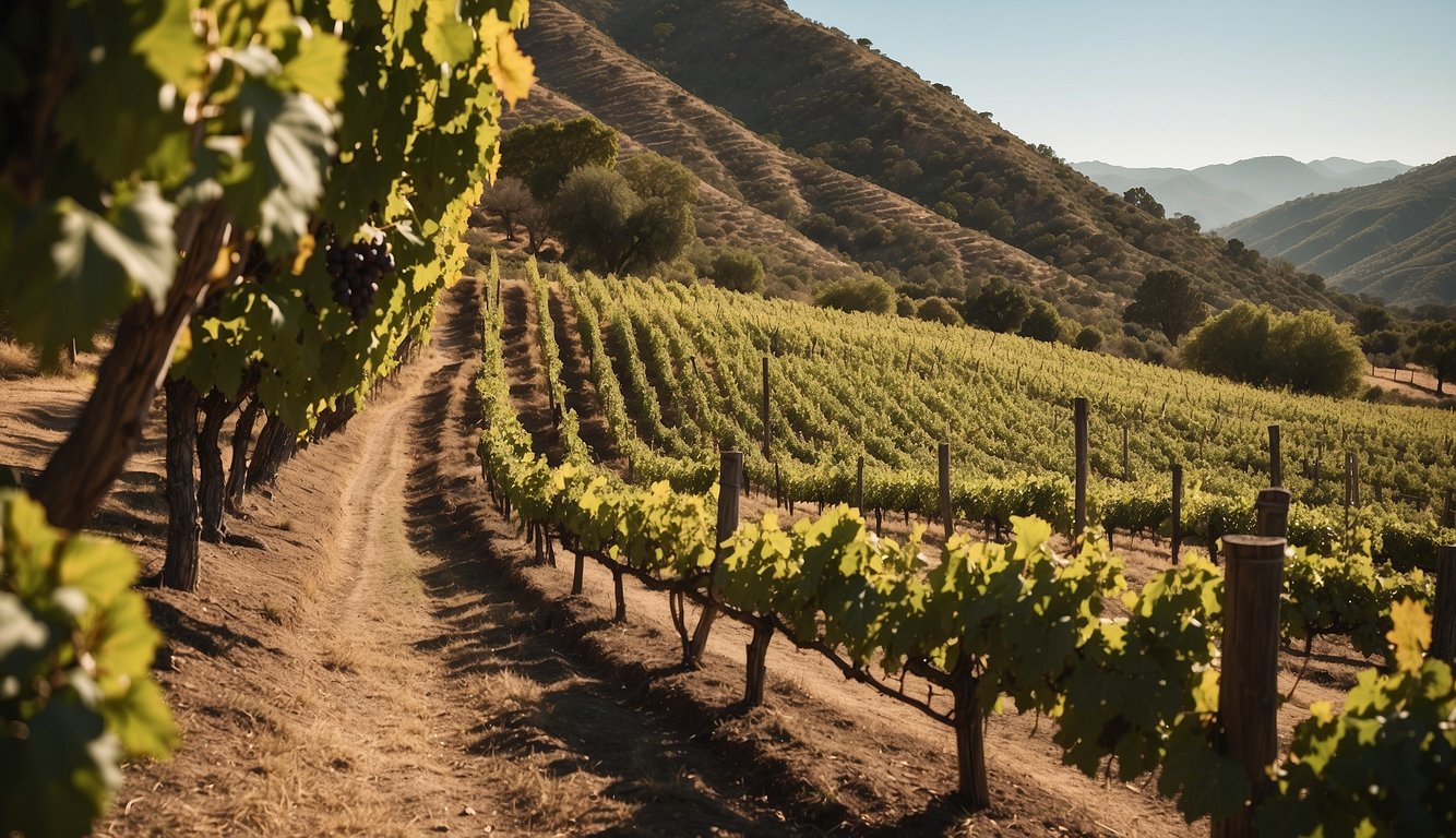 Lush vineyards stretch across rolling hills at Stag's Leap Wine Cellars, basking in the warm California sun