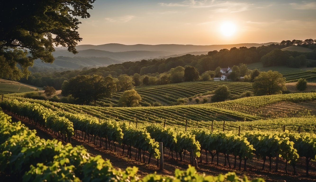 Rolling hills, lush vineyards, and a charming estate nestled among the picturesque landscape of Pennsylvania's Karamoor Estate