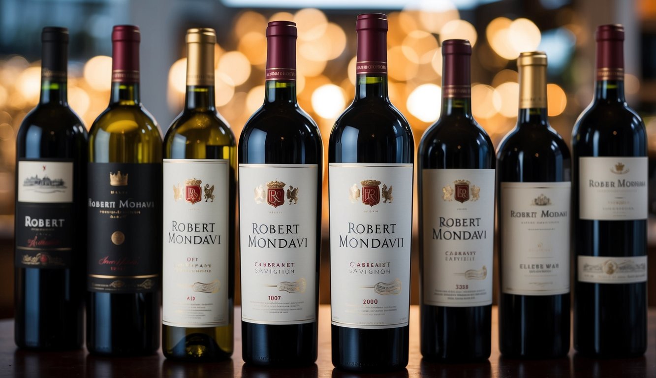 A bottle of Robert Mondavi Cabernet Sauvignon displayed among other top red wine brands