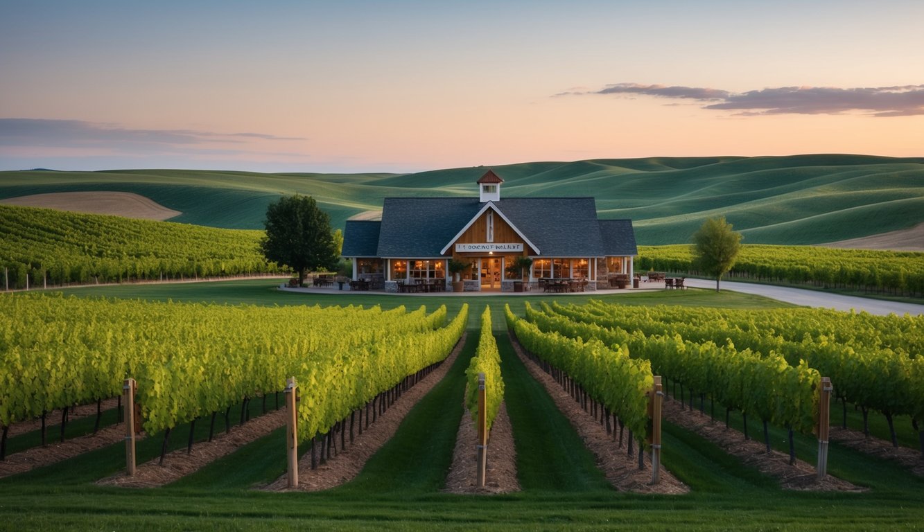 Rolling hills, lush vineyards, and a charming tasting room at Niobrara Valley Vineyards in Nebraska